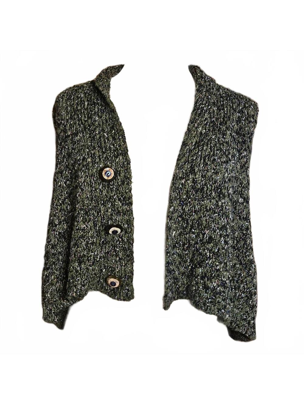vintage green vest, cotton blend, amy brill